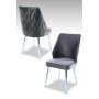 HANAH HOME Set 2 stolice Pufi Grey Chrome - slika 1