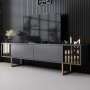 HANAH HOME TV polica Gold Line Anthracite Gold - slika 1