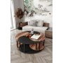 HANAH HOME Okrugli set stolova za kafu Yang 4L 70 Walnut Black - slika 1