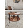 HANAH HOME Okrugli set stolova za kafu Yang 2 Walnut - slika 3