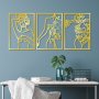 WALLXPERT Dekorativni metalni zidni pribor Golden Triple Silhouette 1 - slika 1