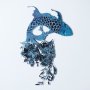 WALLXPERT Dekorativni metalni zidni pribor Carpa Koi APT748 M Blue - slika 1