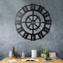 WALLXPERT Dekorativni metalni zidni sat Stone XL black - slika 1
