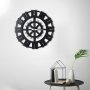 WALLXPERT Dekorativni metalni zidni sat Stone crna boja - slika 4
