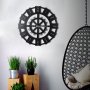 WALLXPERT Dekorativni metalni zidni sat Stone crna boja - slika 1