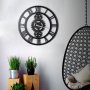 WALLXPERT Dekorativni metalni zidni sat Gear black - slika 1