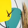 WALLXPERT Dekorativni metalni zidni sat Brazil Yellow - green - slika 2
