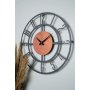 WALLXPERT Dekorativni metalni zidni sat Myk9911 Crna Orange - slika 1