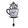 WALLXPERT Dekorativni metalni zidni sat Coffee Cup Black - slika 1