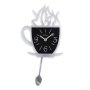 WALLXPERT Dekorativni metalni zidni sat Coffee Cup Silver - slika 3