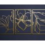 WALLXPERT Set ukrasnih metalnih dodataka (3 komada) Floral Line Art APT529 - slika 3