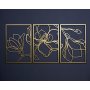 WALLXPERT Set ukrasnih metalnih dodataka (3 komada) Floral Line Art APT529 - slika 1