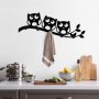 WALLXPERT Metalna zidna kuka crna boja Confused Owls - slika 1