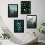 WALLXPERT Dekorativna slika u okviru (4 komada) Green Life Set - slika 1