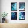 WALLXPERT Dekorativna slika u okviru (4 komada) Waves Set 1 - slika 1