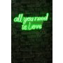 WALLXPERT Dekorativna plastična LED rasveta All You Need is Love Green - slika 1