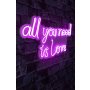 WALLXPERT Dekorativna plastična LED rasveta All You Need is Love Pink - slika 1
