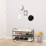 ModernHome Polica za obuću, crna, 3 nivoa - slika 1