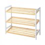 Bolzz Polica za obucu 3 nivoa bamboo bela - slika 1