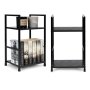 ModernHome Drvena polica sa dva nivoa loft black - slika 4