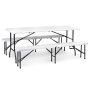 ModernHome Sklopivi sto 180cm sa 2 klupe beli - slika 1