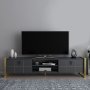 HANAH HOME TV polica Mila Anthracite Gold - slika 1