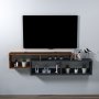 HANAH HOME TV polica Atlantis Light Walnut Anthracite - slika 1
