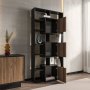 HANAH HOME Polica za knjige Monaco Black Light Walnut - slika 2