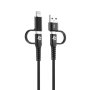 CELLY CELLY 4u1 kabl za telefon USB-C na USB-C sa USB-A & Lightning nastavcima POWER DELIVERY - slika 1