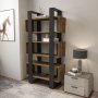 HANAH HOME Polica za knjige Reina Walnut Anthracite - slika 2