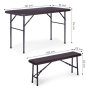 Bolzz ModernHome Sklopivi set 120 cm Sto sa 2 Klupe banquet / BROWN - slika 2