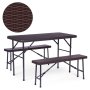 Bolzz ModernHome Sklopivi set 120 cm Sto sa 2 Klupe banquet / BROWN - slika 1