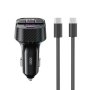 XO XO transmitter FM Bluetooth MP3 auto punjač 30W BLACK + kabl za telefon USB-C - USB-C - slika 1