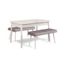 HANAH HOME Produžni trpezarijski sto i klupa (3 komada) Santiago 0701 White Soho Grey - slika 2