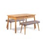 HANAH HOME Produžni trpezarijski sto i klupa (3 komada) Santiago 0701 Atlantic Pine Soho Grey - slika 2