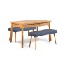 HANAH HOME Produžni trpezarijski sto i klupa (3 komada) Santiago 1048 Atlantic Pine Dark Blue - slika 2