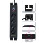 COMMEL Uticnica 4-struka + 2xUSB, prenaponska zastita, 2m crna HO5VV-F 3G1.5 - slika 2