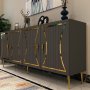 HANAH HOME Komoda Tean Anthracite Gold - slika 3