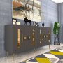 HANAH HOME Komoda Seduna Anthracite Gold - slika 2