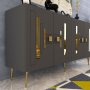 HANAH HOME Komoda Seduna Anthracite Gold - slika 3