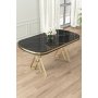 HANAH HOME Trpezarijski sto Zae Black Marble Gold - slika 1