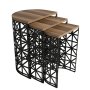 HANAH HOME Set 3 stočića Stil Metal Ferforje Walnut - slika 4