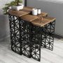 HANAH HOME Set 3 stočića Stil Metal Ferforje Walnut - slika 1