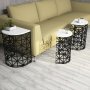 HANAH HOME Set 3 stočića Stil Metal Ferforje White - slika 3