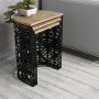 HANAH HOME Set 3 stočića Stil Metal Ferforje Oak - slika 2
