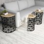HANAH HOME Set 3 stočića Stil Metal Ferforje Oak - slika 3