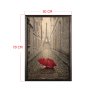 WALLXPERT Dekorativna uramljena drvena slika Red Umbrella 2 XL - slika 3