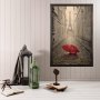WALLXPERT Dekorativna uramljena drvena slika Red Umbrella 2 XL - slika 1