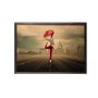 WALLXPERT Dekorativna uramljena drvena slika Red Umbrella XL - slika 2