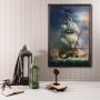 WALLXPERT Dekorativna uramljena drvena slika Sailboat XL - slika 1